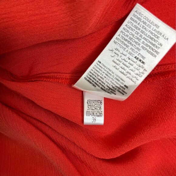 Chicos Crinkle Gauze Flutter Sleeve Capelet Layer Red Orange Blouse Women XL - Picture 10 of 13